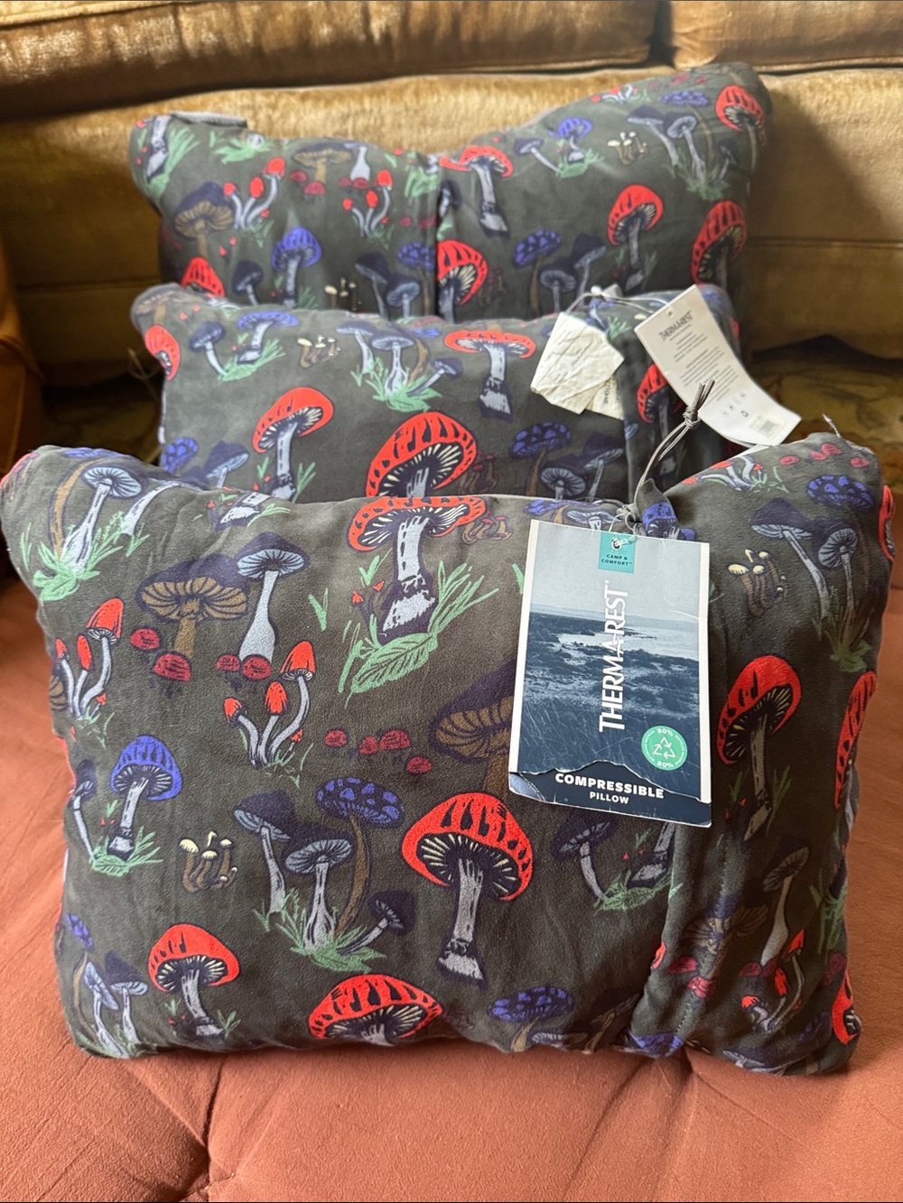 Thermarest pillow compact camping Fun Guy mushrooms medium NEW NWT